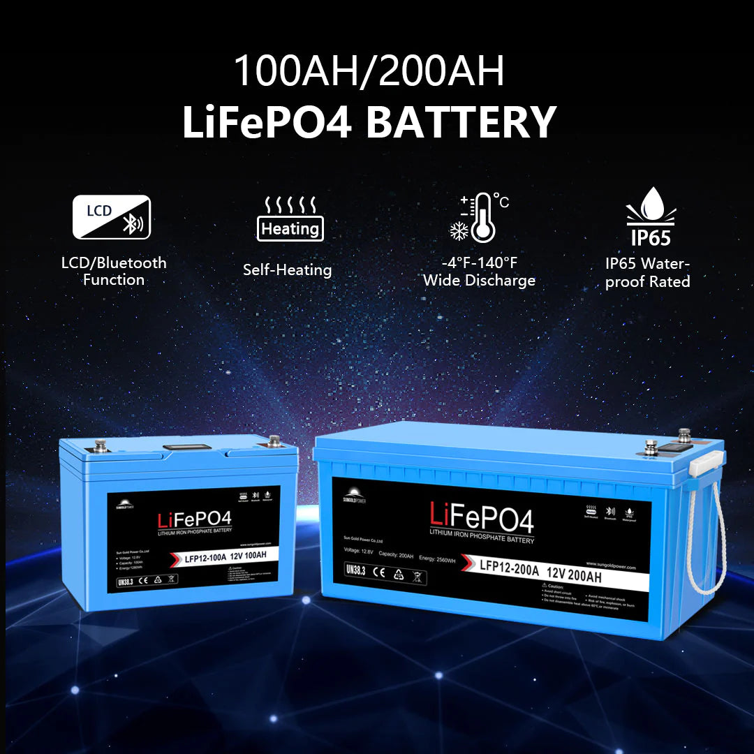 Sungold Power 3,000W Off‑Grid Solar Kit 12VDC 120V Output LiFePO₄ Battery 600W Solar Backup SGK‑PRO3 The Sungold Power 3,000W Off‑Grid Solar Kit includes a 12V LiFePO₄ battery (LCD/Bluetooth, self-heating, -4°F–140°F discharge, IP65) and 600W solar backup—ideal with monocrystalline panels or a 3000W inverter.