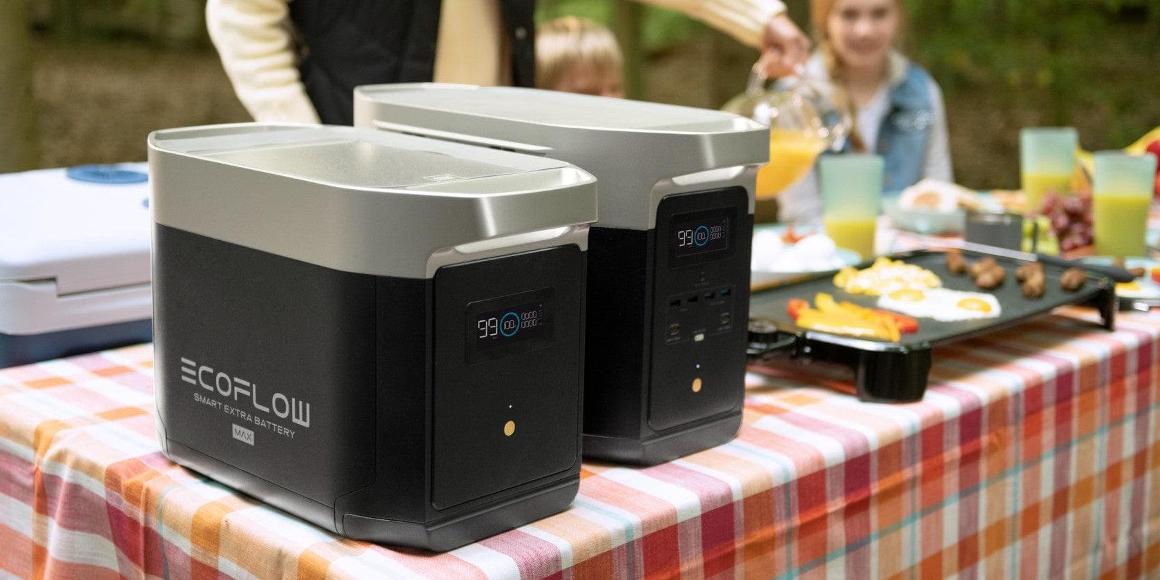 EcoFlow DELTA Max Portable Solar Power Kit 2,400W 2,016Wh | 2 x 200 Watt 12V Rigid Mono Solar Panels Expandable home backup power.