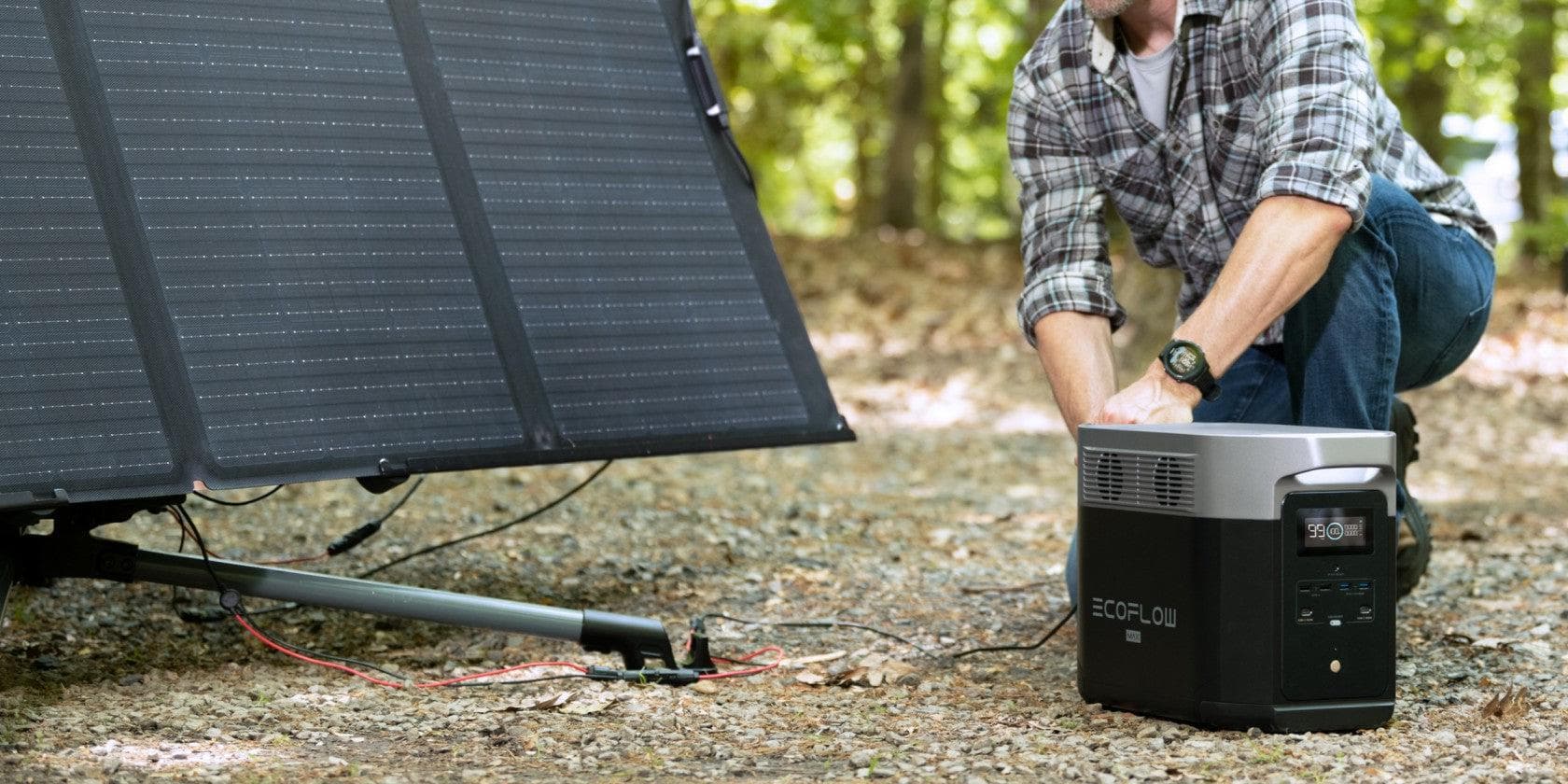 EcoFlow DELTA Max Portable Solar Power Kit 2,400W 2,016Wh | 2 x 200 Watt 12V Rigid Mono Solar Panels Harness the power of the sun.