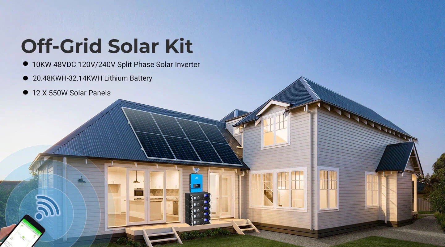 Sungold Power 10,000W Off‑Grid Solar Kit 25.6 kWh 48VDC 120V/240V 12×550W Solar Panels SGR‑10K25S Sungold Power SGR-10K25S — product photo