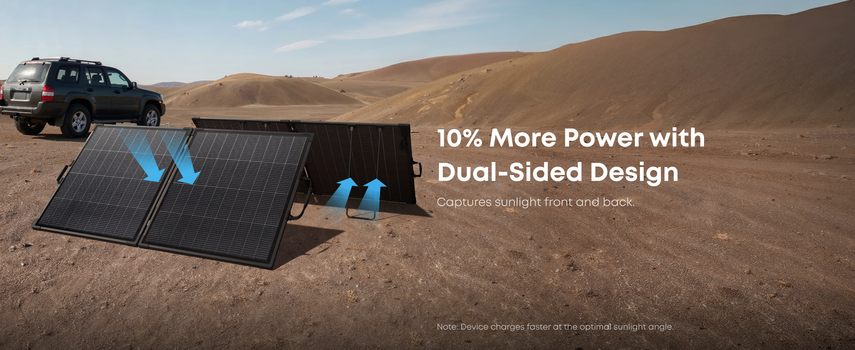 PS200 Bifacial dual-sided design captures sunlight front and back