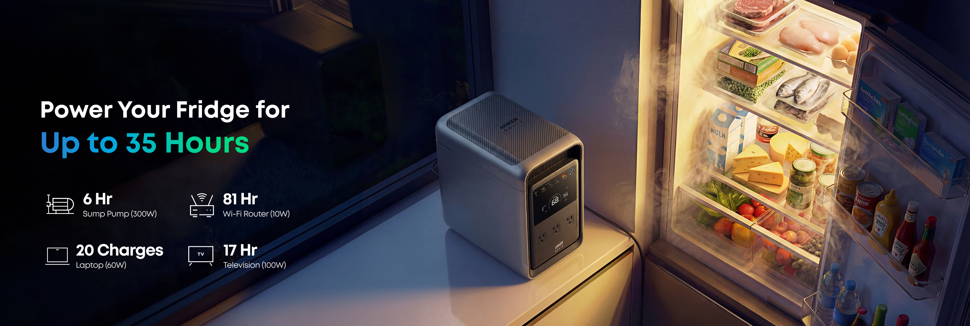 Anker SOLIX S2000 runs a refrigerator for up to 35 hours
