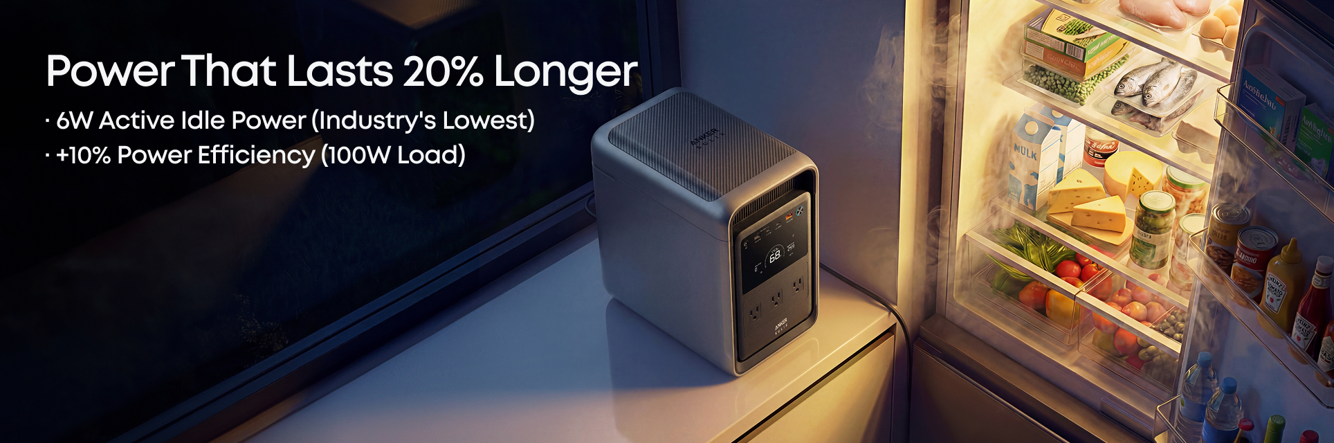 Anker SOLIX S2000 - power that lasts 20% longer with 6W idle draw and +10% efficiency
