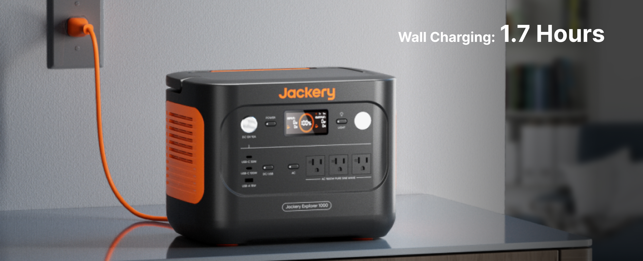 Jackery Solar Generator 1000 v2 | 1,070Wh 1,500W Power Station + SolarSaga 200W Jackery Explorer 1000 v2 wall charging in 1.7 hours