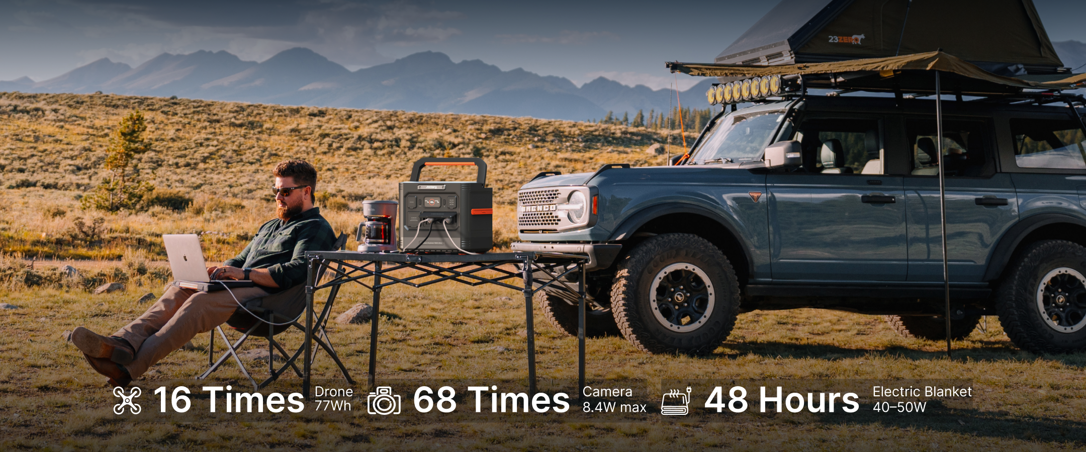 Jackery Solar Generator 1500 Ultra | 1,536Wh 1,800W Power Station + 2x SolarSaga 200W Jackery Explorer 1500 Ultra runtimes while overlanding