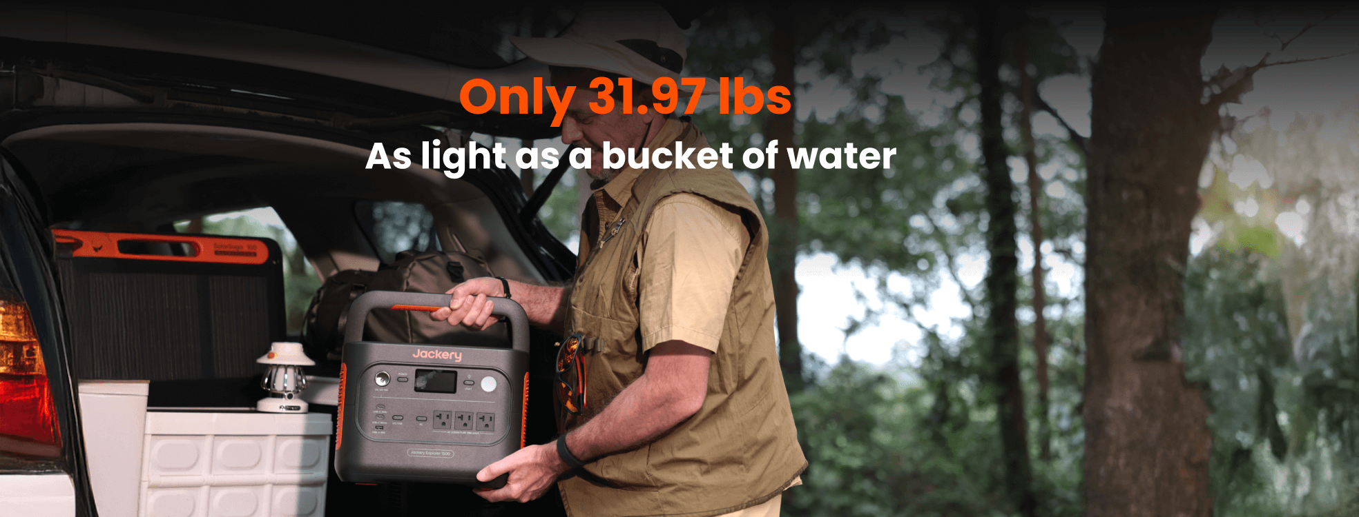 Jackery Solar Generator 1500 v2 | 1,536Wh 2,000W Power Station + 2x SolarSaga 100 Air Jackery Explorer 1500 v2 weighs only 31.97 lbs