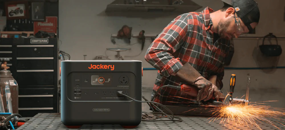 Jackery Explorer 2000 Plus powering workshop tools