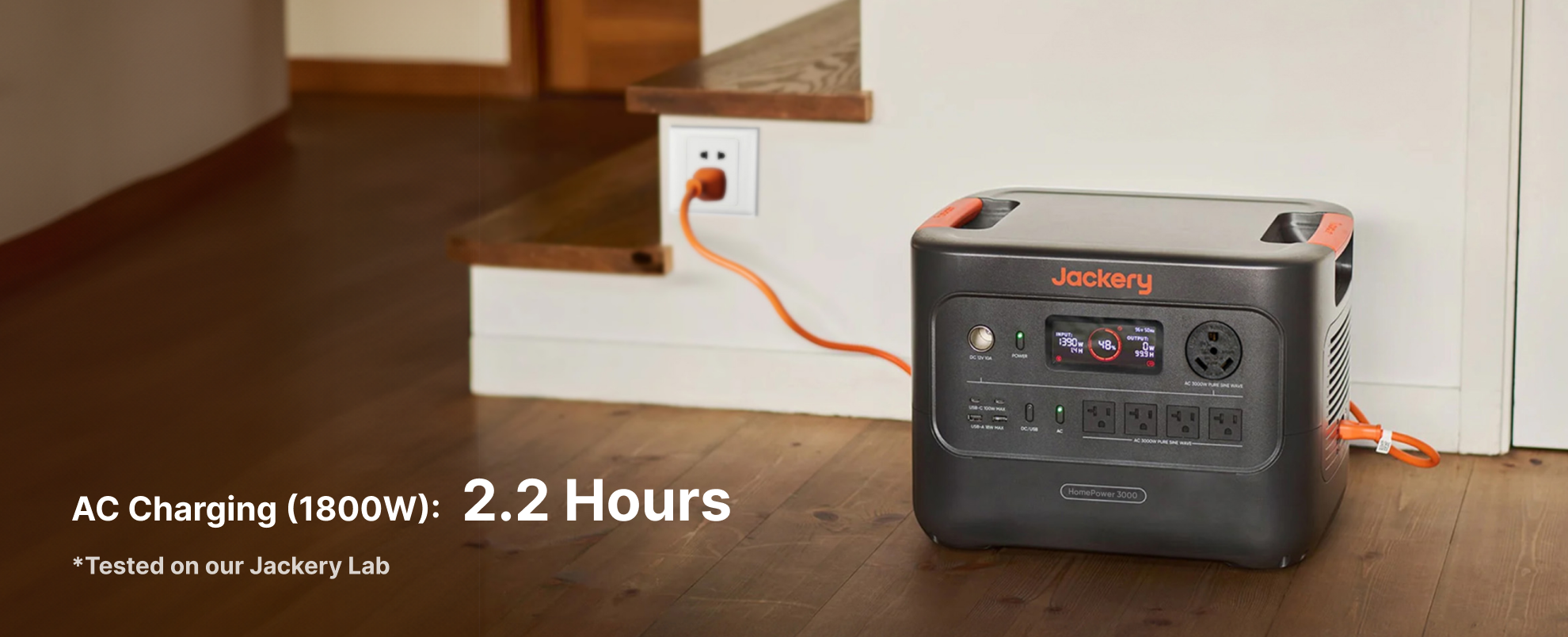 Jackery HomePower 3000 AC charging in 2.2 hours