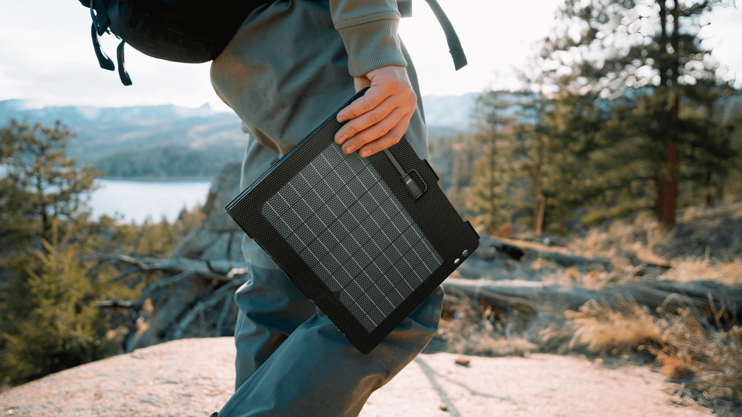Jackery SolarSaga 40 Air carried on a hike