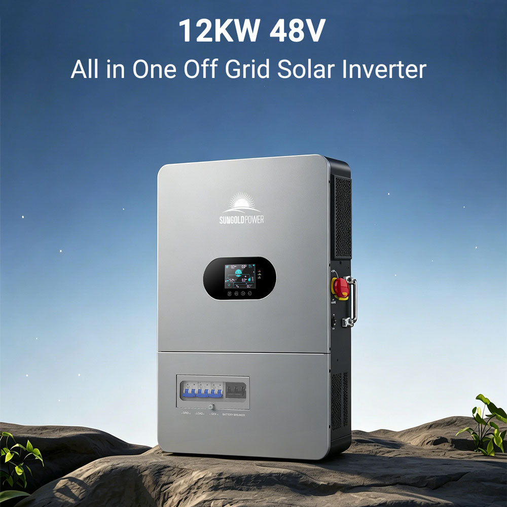 Sungold Power 24kW Off-Grid Solar Kit 48V 120/240V | 61.44kWh CoreX 5 Pro Lithium Battery | 31 x 590W Bifacial Solar Panels | FR-24K60CP 12kW 48V all-in-one off-grid solar inverter FR12K-B