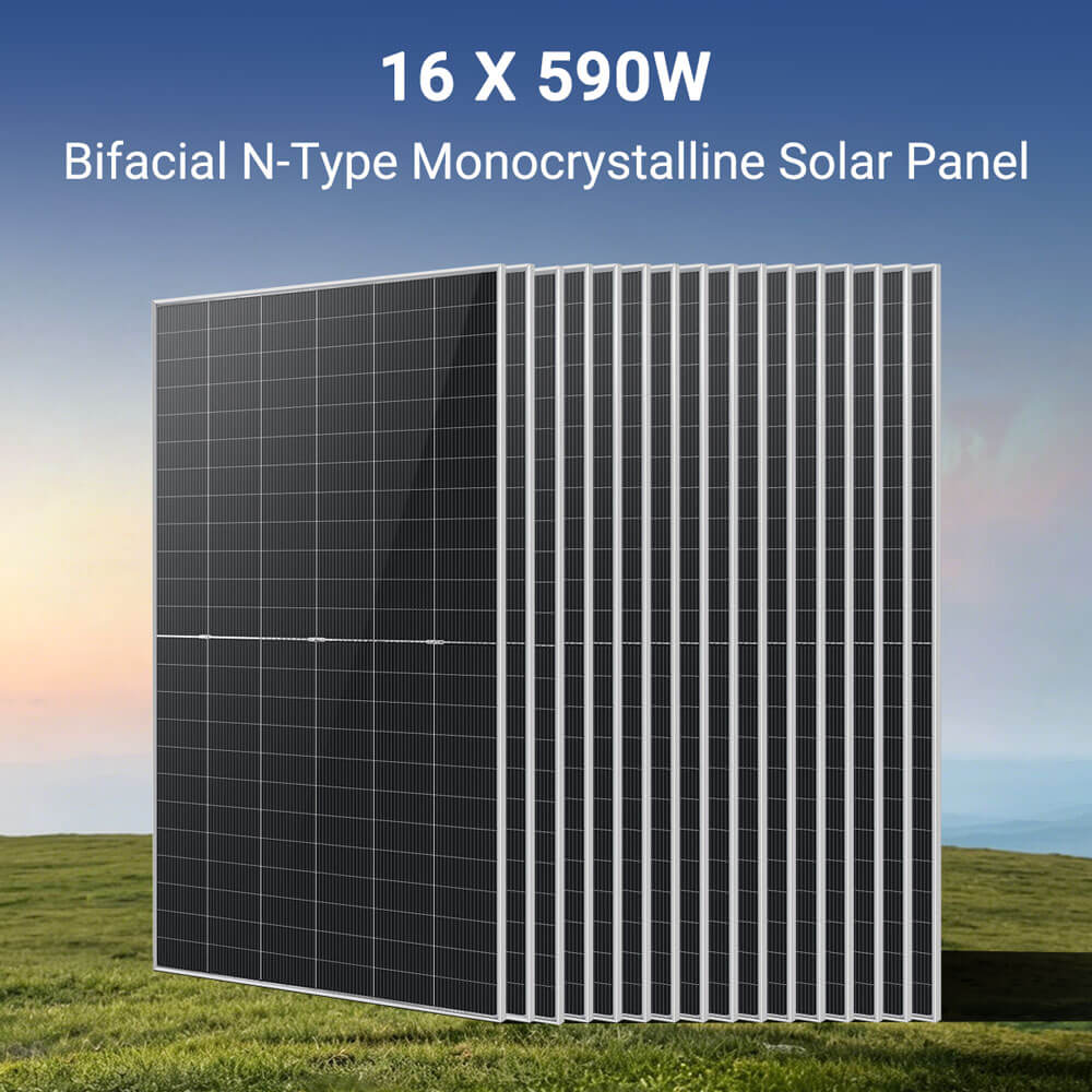 16 x 590W bifacial N-type monocrystalline solar panels