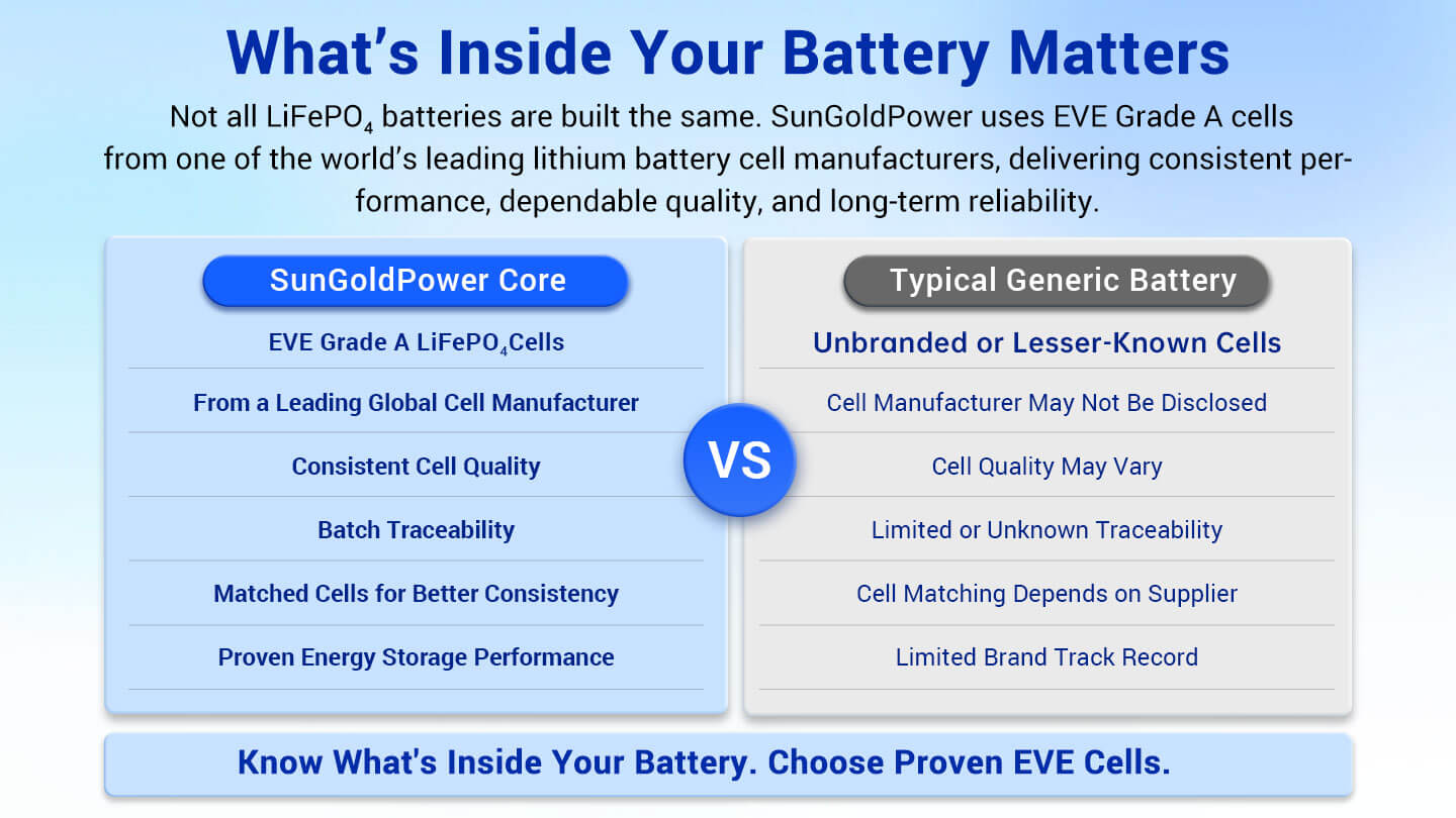 What is inside your battery matters - SunGoldPower EVE cells vs generic cells