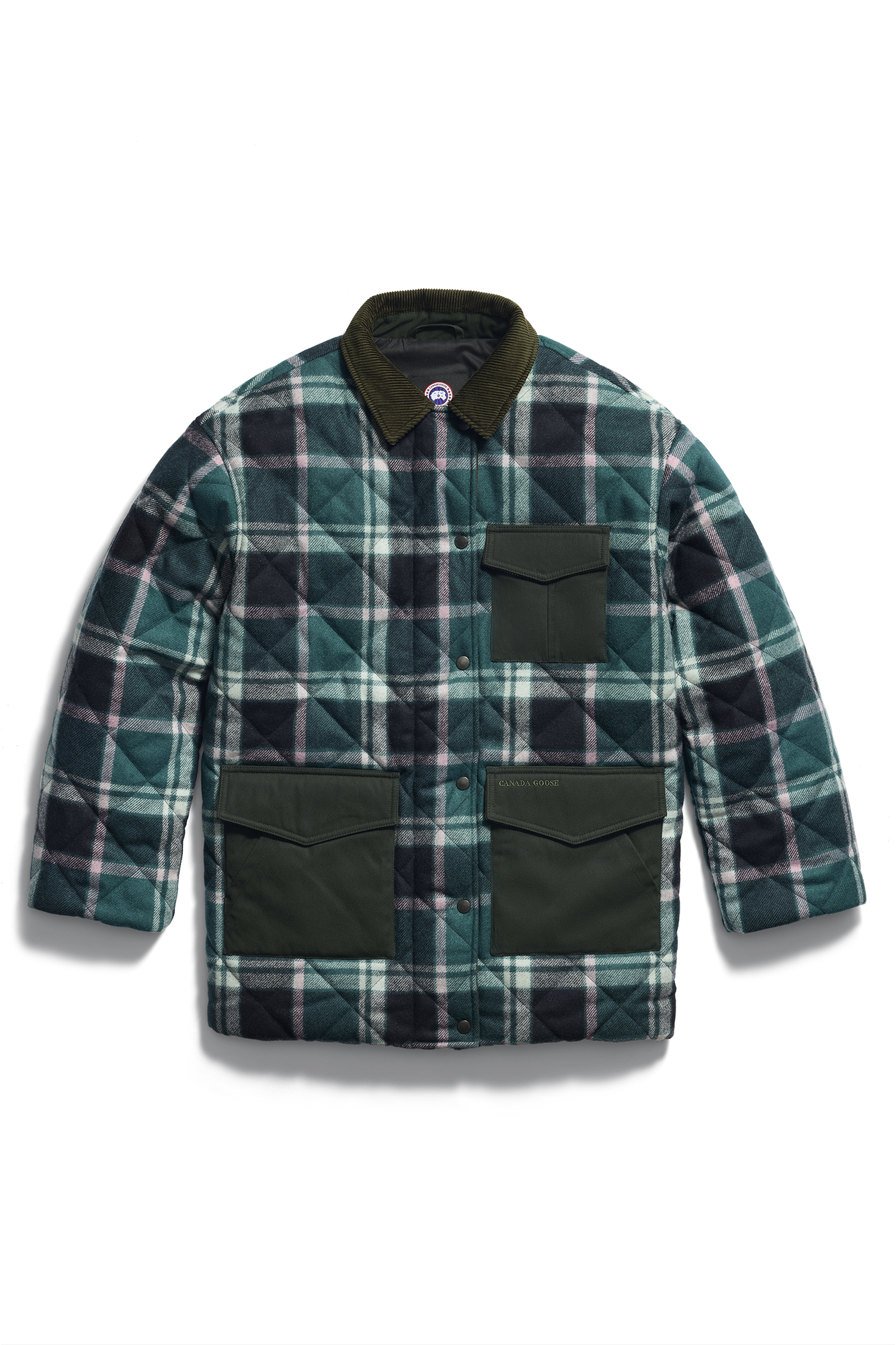 1732W1_9448_off_flat_lay_01 Canada Goose Women’s Terra Plaid Coat - Image 1