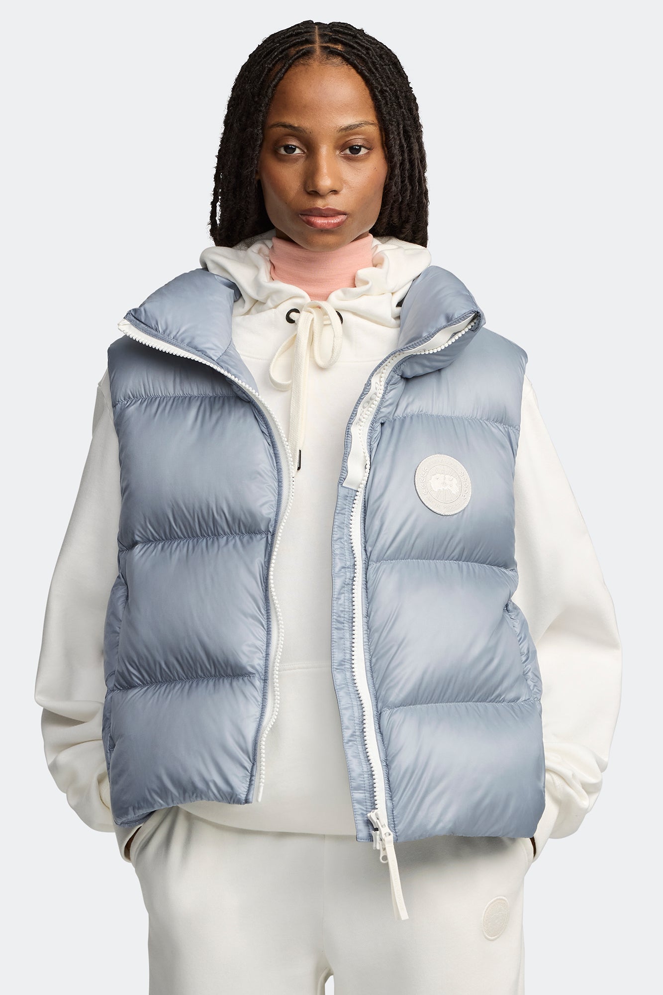 2257WW_1755_on_front_01 Canada Goose Women’s Cypress Puffer Vest White Disc - Image 1
