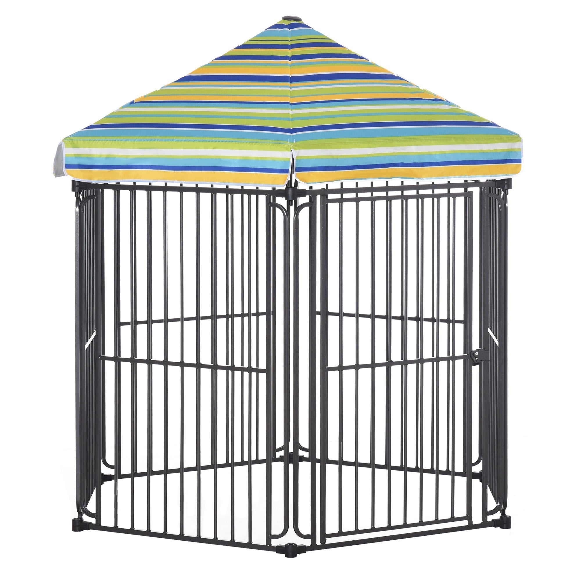 60" x 52" Heavy-Duty Outdoor Pet Cage Kennel with Weather-Resistant Polyester Roof, Locking Door, & Metal Frame