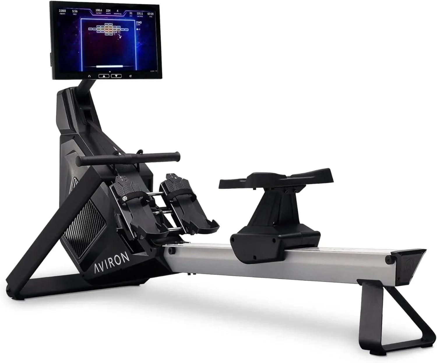 Aviron Strong Series Rower: 22? HD Touchscreen, Dual Air & Magnetic Resistances up to 100 lbs. Game-Based Workouts, Streaming, Compact Designs