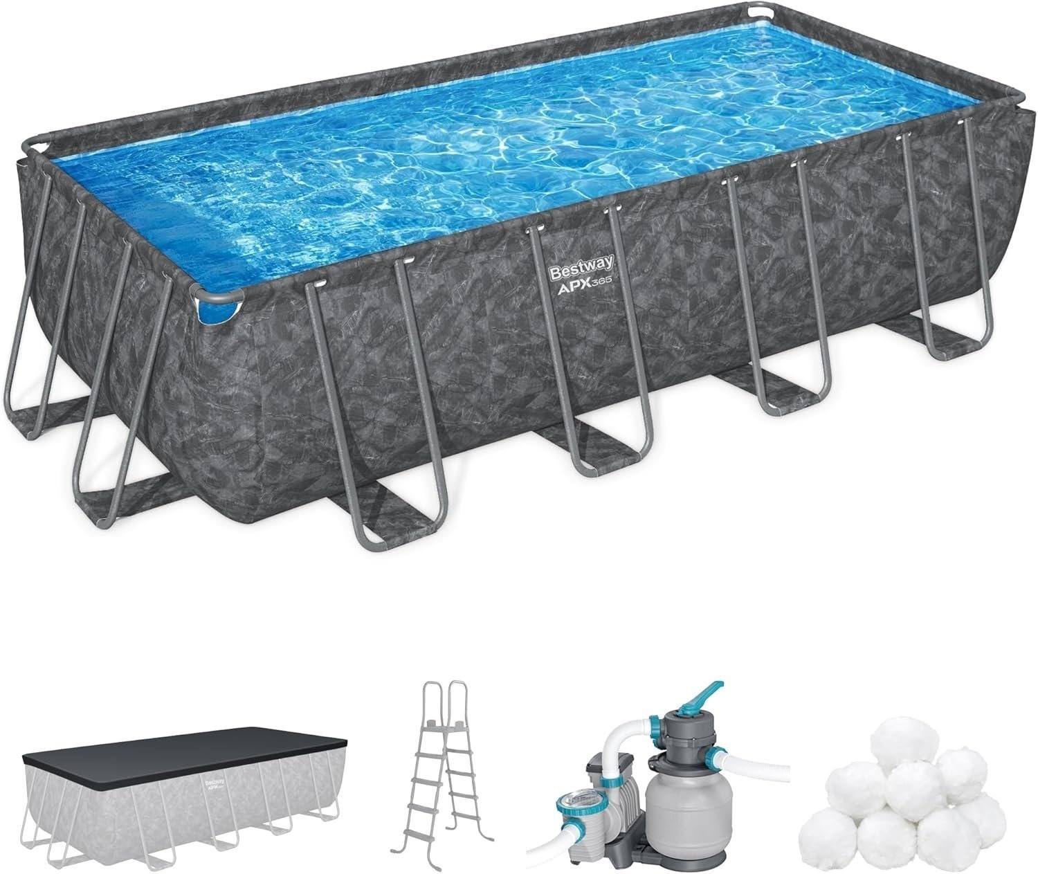 Bestway APX 365 18? x 9? x 52? Rectangular Above Ground Swimming Pool