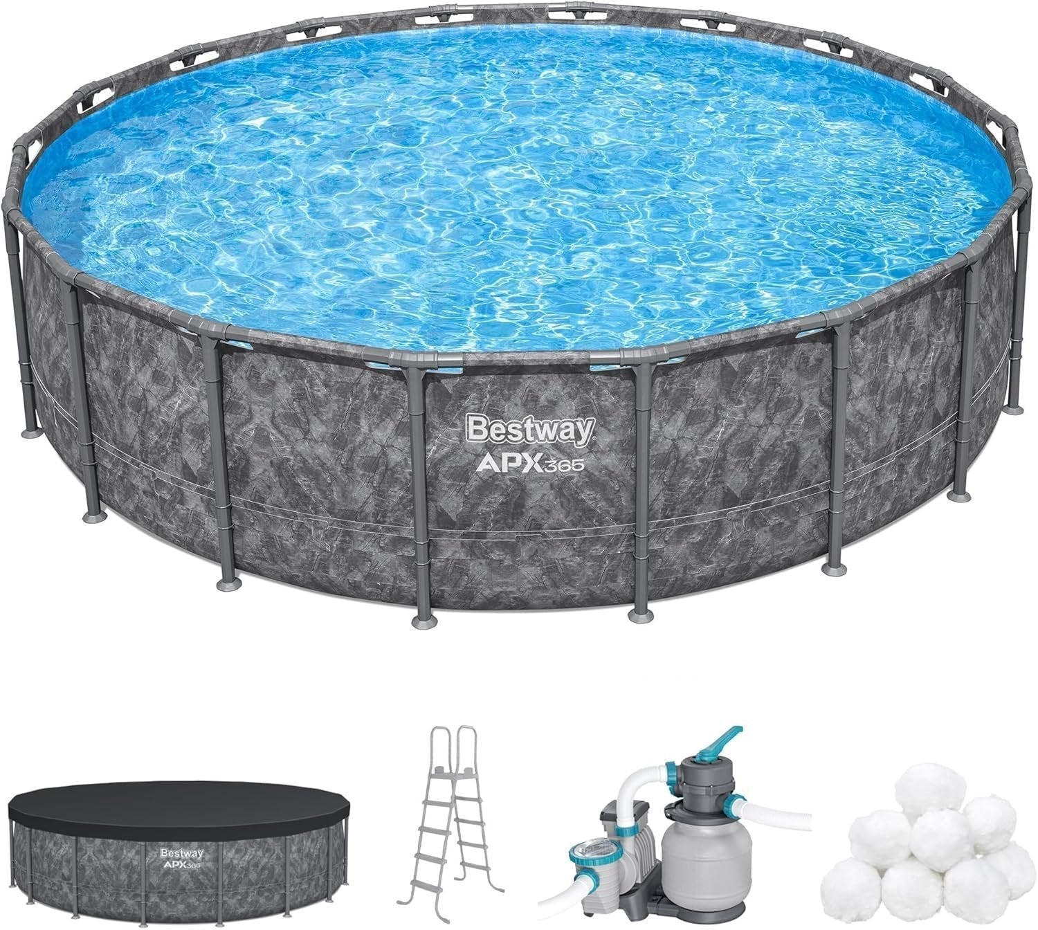 Bestway APX 365 18’x52? Round Above Ground Swimming Pool Set with Pump & Ladder