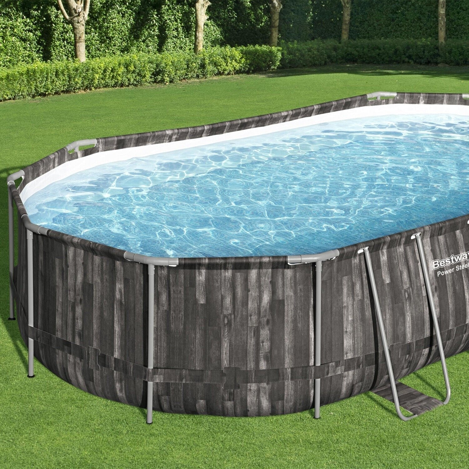 Bestway Power Steel 20? x 12? x 48? Oval Above Ground Outdoor Swimming Pool Set