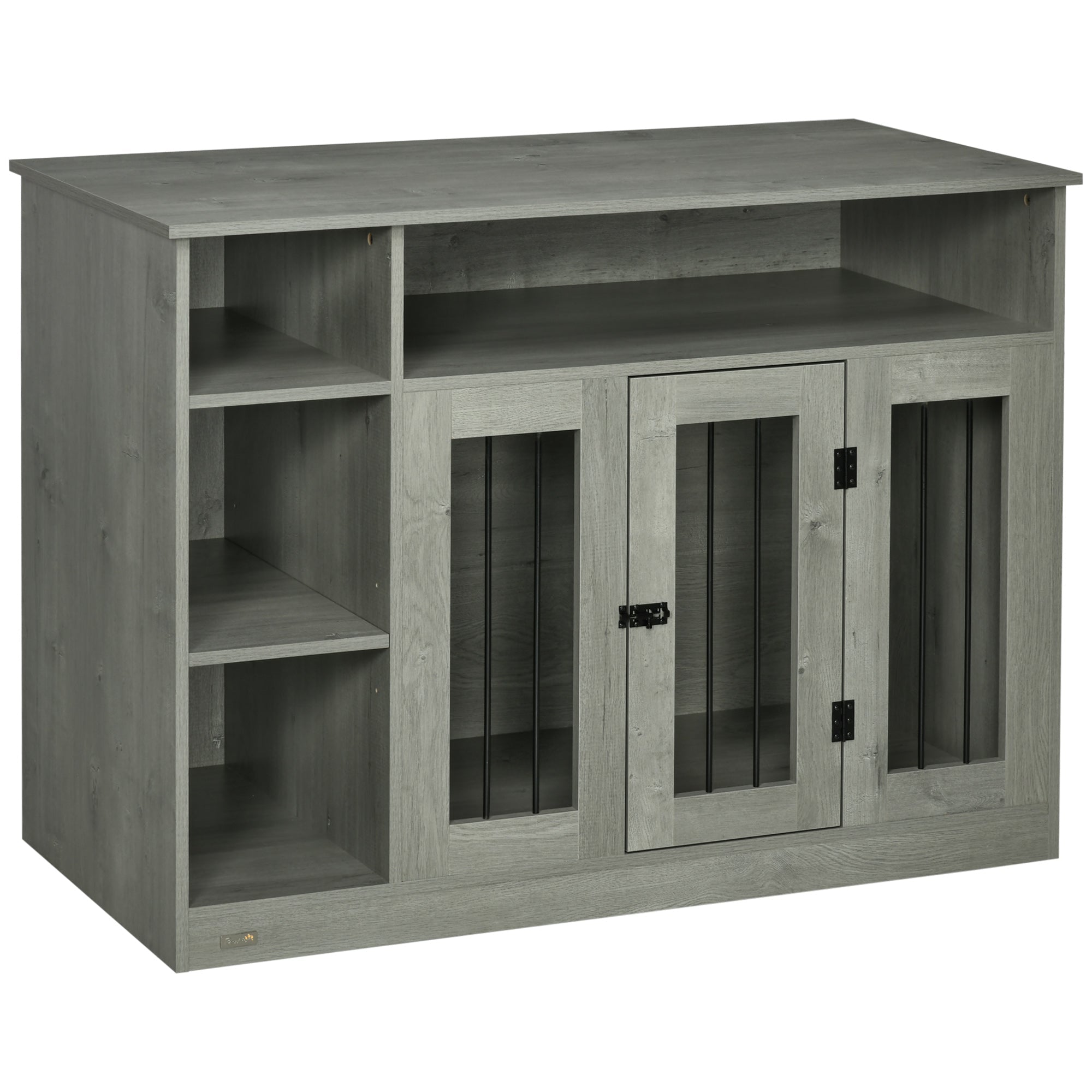 Dog Crate Furniture with Storage Space, Dog Kennel with Lockable Door, Pet Cage for Large Medium Dogs, 47" x 23.5" x 35", Gray
