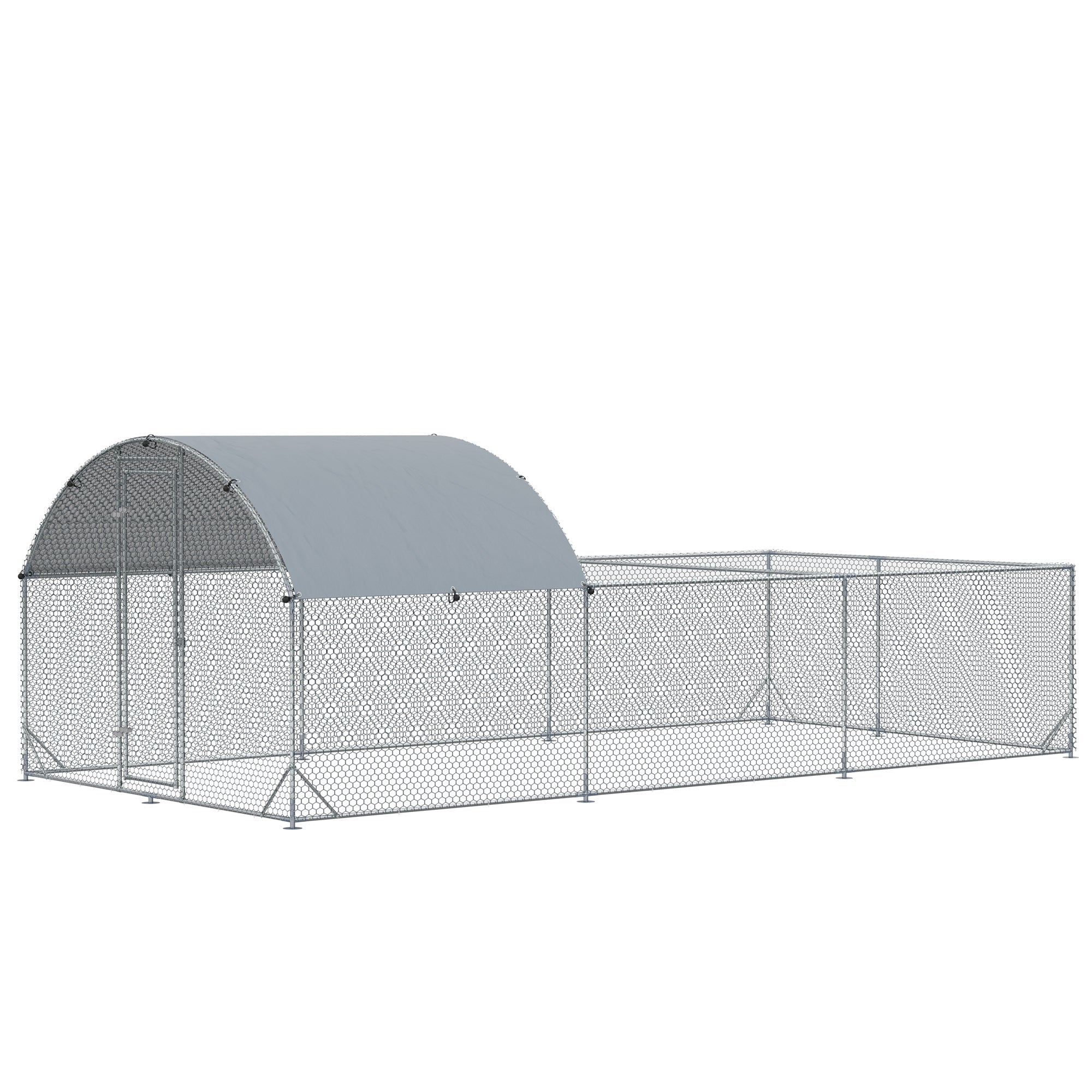 Metal Chicken Coop, Walkin Chicken Runs, Duck Rabbit Enclosure Pen, Outdoor Poultry Cage with Waterproof and Anti-UV Cover for Backyard, Farm, (1" Diameter, 18.7'L x 9.2'W x 6.4'H)