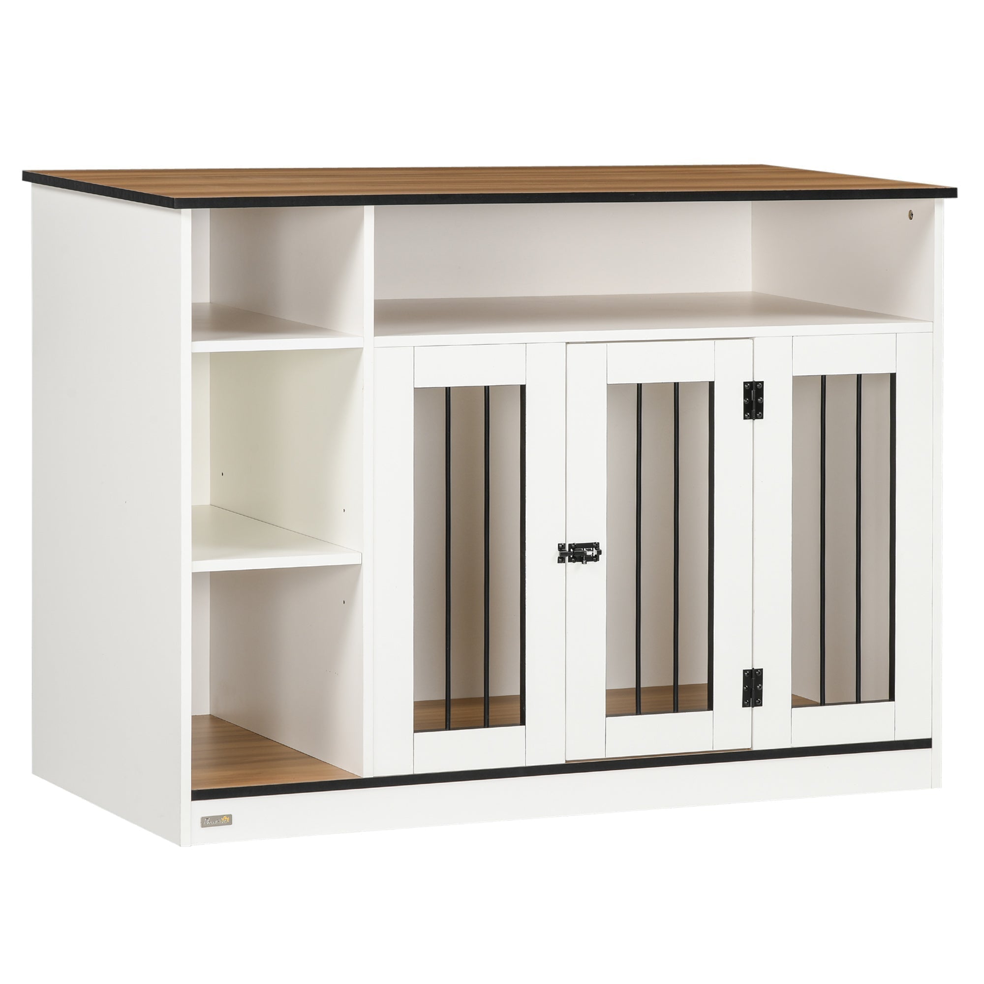 Small and Medium Dog Crate End Table with Extra Storage Space, Dog Crate Furniture with Large Tabletop, Pet Crate with Lockable Door, White